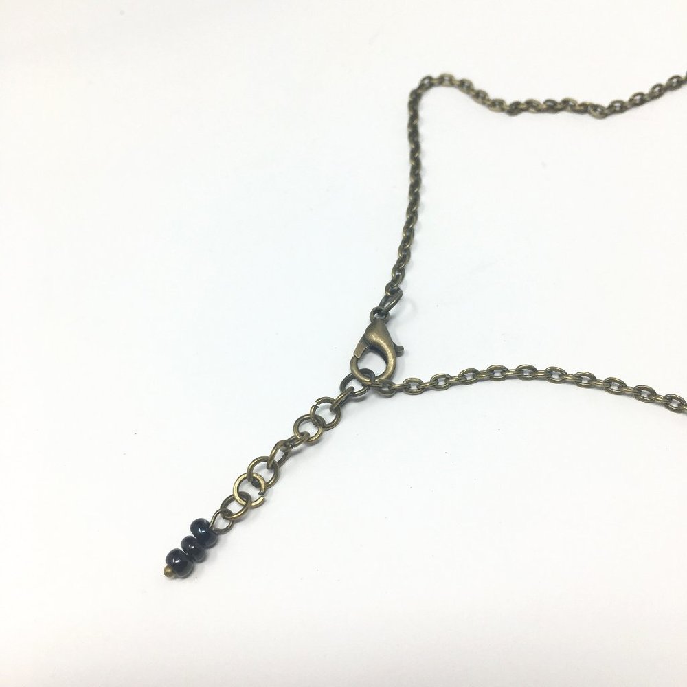 Oval Hand Embroidered White and Cream Lily of the Valley Pendant Necklace - Picture 8 of 8